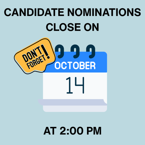 Candidate Nominations close on October 14